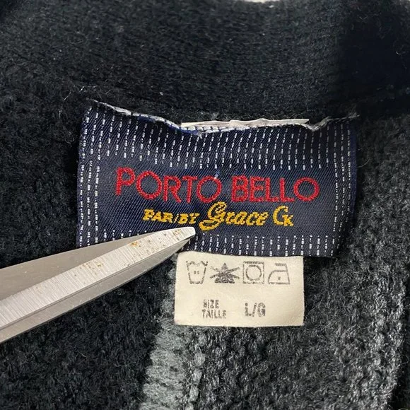 Vintage Porto Bello Textured Cardigan Sweater Mens Medium Biggie Cosby Grunge 3D - Picture 4 of 10